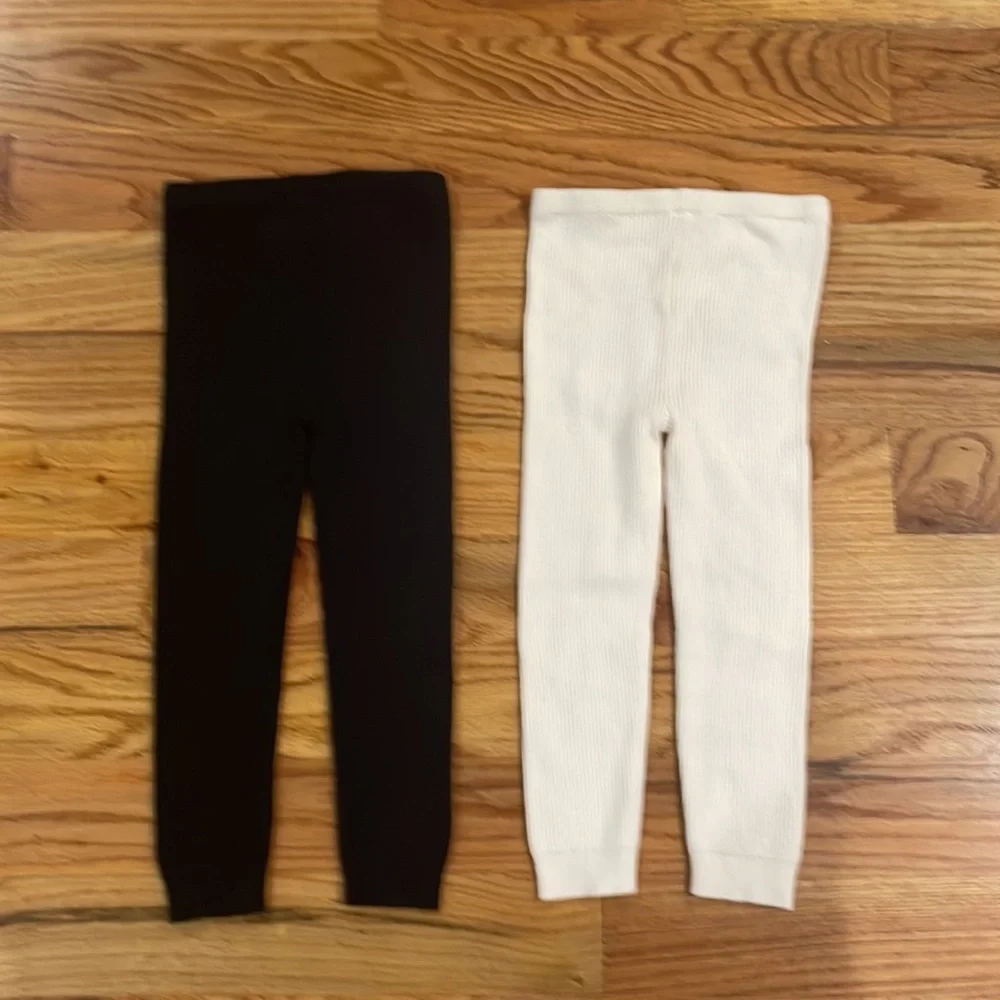 GAP 2 pack Toddler Rib Sweater Leggings black  Ivory  Toddler 2-3